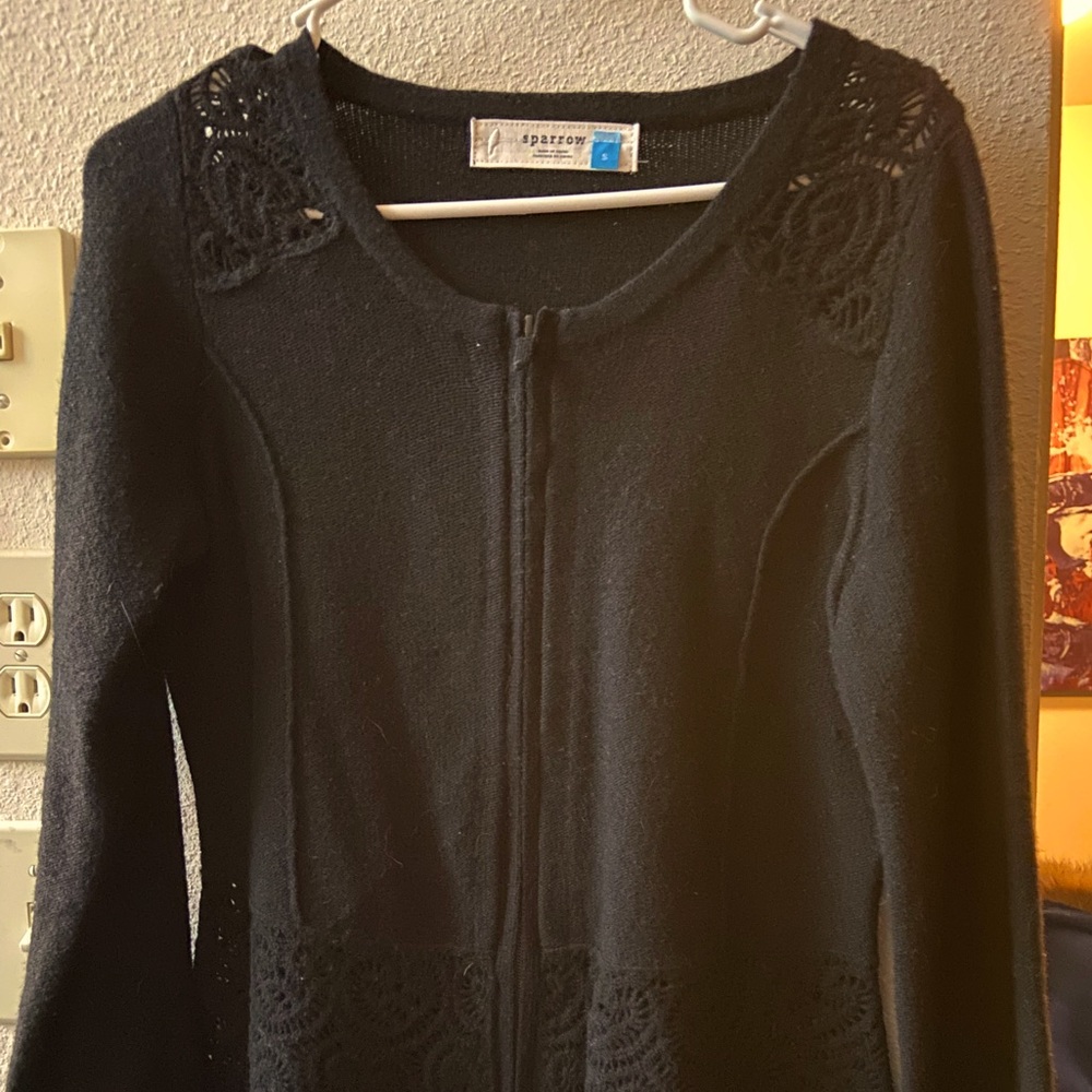 Sparrow by Anthro Wool Cardigan with Lace Detail